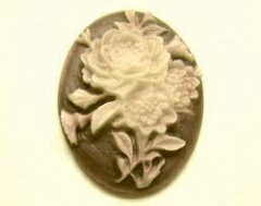 ローズブーケチャコールブラウン2.5x1.8[cam-095]【カメオ アクリルカメオ アクセサリーパーツ ビーズ】