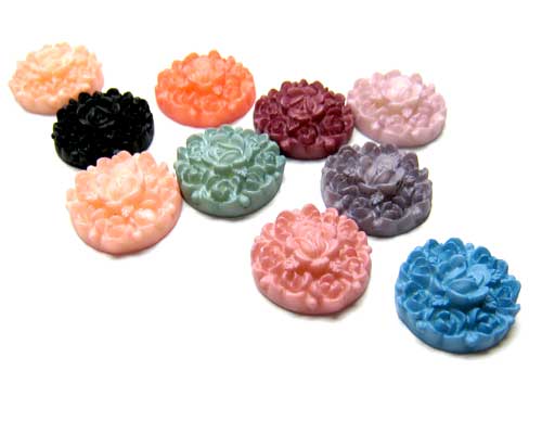 樂天商城 - ローズガーデン　4個[cab-flo-rep-012]【フラワーカボション・アクセサリーパーツ・ビーズ】