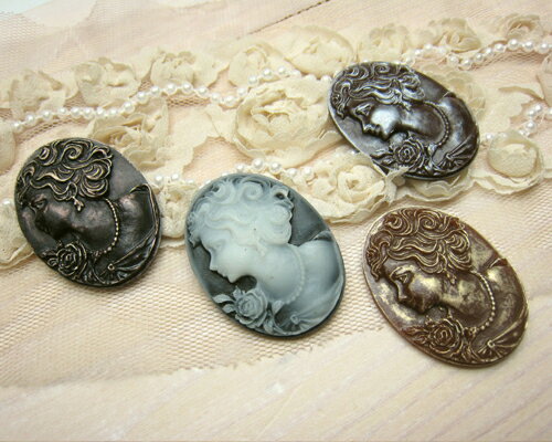 レディ 3.7x2.7 [cam-219]【カメオ アクリルカメオ アクセサリーパーツ ビーズ】