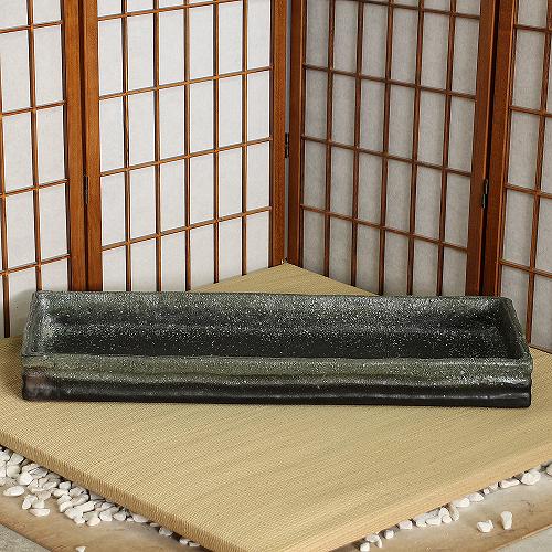 1点物 信楽焼 水盤 灰 ぼかし 袖師 長角 25号 花器 池坊 小原流 生け花 在庫数限り 立花 和風 華道 陶器 フラワーベース 立花 花瓶 ギフト 信楽焼き 華道 未生流 古流 遠州流 あす楽