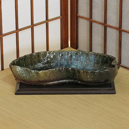 1点物 信楽焼 水盤 窯変 葉型 11号 花器 池坊 小原流 生け花 在庫数限り 立花 和風 華道 陶器 フラワーベース 立花 花瓶 ギフト 信楽焼き 華道 未生流 古流 遠州流 あす楽