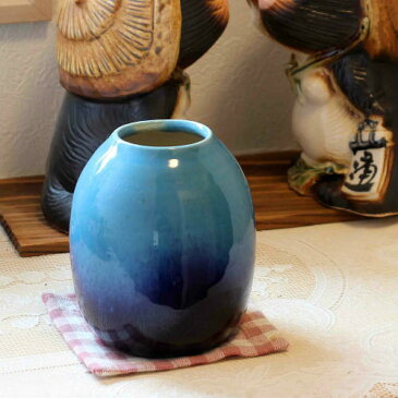 信楽焼 一輪挿し 青 ガラス 小さい 花瓶 陶器 おしゃれ 花入 北欧 陶器 花びん 花器 フラワーベース プレゼント ギフト 信楽 信楽焼き やきもの (MR9097-06G)