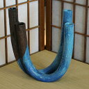 信楽焼 花器 青釉 2連 パイプ型 池坊 生け花 在庫数限り 在庫処分 和風 洋風 華道 陶器 フラワーベース 自由花花器 花瓶 ギフト 信楽焼き 焼き物 華道...