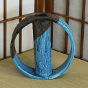 信楽焼 花器 青釉 ロール型 池坊 生け花 在庫数限り 在庫処分 和風 洋風 華道 陶器 フラワーベース 自由花花器 花瓶 ギフト 信楽焼き 焼き物 華道 小原...