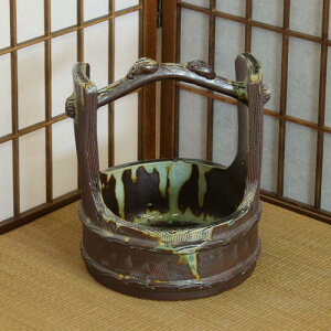 信楽焼 花器 南蛮 手桶 池坊 生け花 在庫数限り 在庫処分 和風 洋風 華道 陶器 フラワーベース 立花花器 自由花 花瓶 ギフト 信楽焼き 焼き物 華道 小原流 未生流 古流 遠州流 やきもの あす楽(me35-14g)