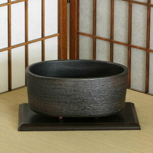 在庫数限り 信楽焼 花器 黒 櫛目 コンポート 池坊 生け花 和風 洋風 華道 陶器 フラワーベース 立花花器 自由花 花瓶 ギフト 信楽焼き 焼き物 華道 小原流 未生流 古流 遠州流 やきもの(M-08)