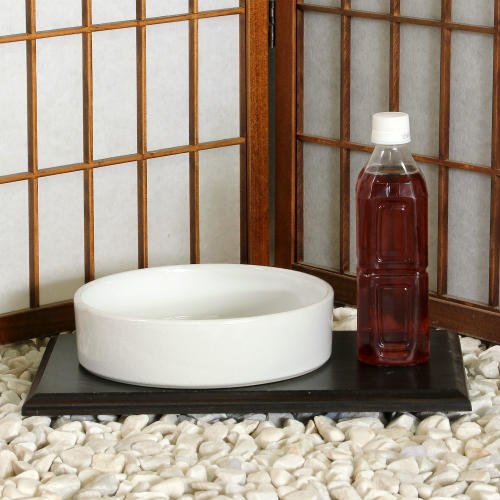 在庫数限り 四日市 万古焼 水盤 白 光沢 切立 丸 7号 生け花 花器 池坊 小原流 創...