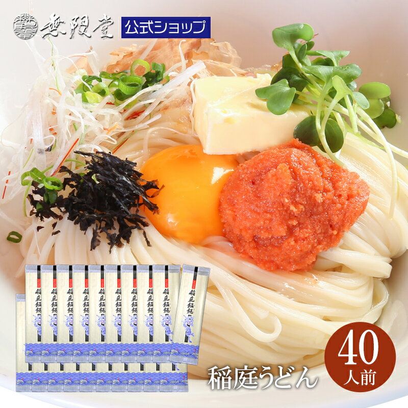 稲庭うどん 送料無料 自宅用 40人前 個包装（うどん 180g×20袋 ）|無限堂が贈る稲庭饂飩・素麺は伝統の手綯い製法で職人が1本1本生み出しております。|防災 乾麺 お取り寄せ ローリングストック