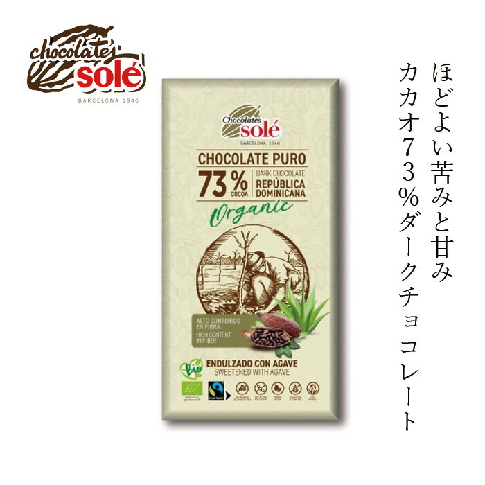 チョコレートソール ダークチョコレート 73％ アガベ 100g 有機JAS認証品 ヴィーガン認定 グルテンフリー 購入金額別特典あり 正規品 保存料 無添加 オーガニック カカオ 高カカオのサムネイル