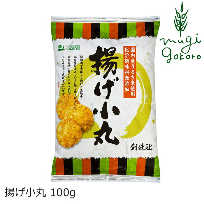 楽天オーガニック 健康生活 むぎごころおかき 創健社 揚げ小丸 100g 購入金額別特典あり 正規品 ナチュラル 天然 無添加 不要な食品添加物 化学調味料不使用 自然食品