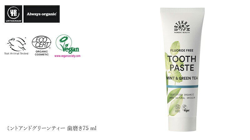 歯磨き 粉 オーガニック ウルテクラム urtekram ミントアンドグリーンティー 歯磨き 75ml 購入金額別特典あり 無添加 正規品 歯みがき粉 デンタルケア 歯みがき 天然 ナチュラル ノンケミカル 自然 mugigokoro-10001985 オーガニック 健康生活 むぎごころ サンプル画像3
