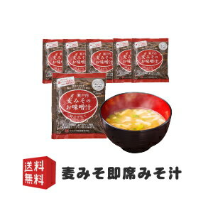 【送料無料お試し】即席みそ汁6食メール便発送麦みそ(麦味噌)のフリーズドライ味噌汁(インスタント即席味噌汁)四国愛媛、九州、山口のご当地の味、豚汁(とん汁)仕立て。P16Sep15