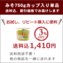 味噌 送料無料 (込み) 750gカップ入 無添加 減塩 みそ 麦味噌 国産原料 100%使用 ほっこり 甘口 麦みそ 750g×1個 2