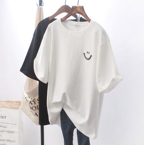 Tシャツ 韓国 レーディス 学生 シンプル ゆったり スマイル 半袖 韓国ファッション 夏 韓国風 M/L/XL/XXL【メール便/送料無料】のサムネイル