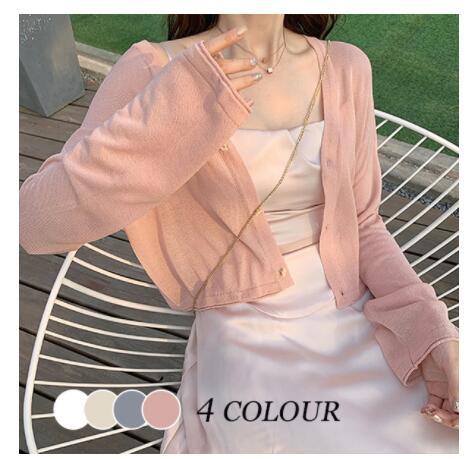 商品情報素材/材質■素材：ポリエステルサイズ/寸法■着丈：約45cm■バスト：約94cm■肩幅：約39cm■袖丈：約50cmUVカット 日焼け防止 ニット カーディガン セーター レディース 夏用 夏 ベージュ カジュアル 韓国 韓国ファッ...