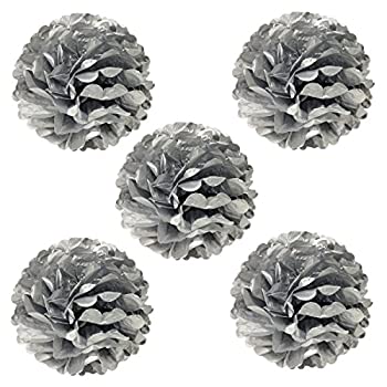 (Metallic Silver) - Wrapables Tissue Pom Poms Party Decorations for Weddings%カンマ% Birthday Parties and Baby Showers%カンマ% 20cm%カンマ% Meta