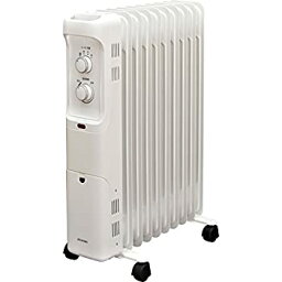 【中古】アイリスオーヤマ ヒーター オイルヒーター 1200W 8畳 ダイヤル式 ( メカ式 ) 3段階 温度調節機能 POH-1210KS-W ホワイト