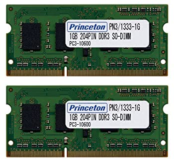 【未使用】【中古】 プリンストン DOS V ノート用メモリ 2GB (1GBx2枚組) PC3-10600 204pin DDR3-SDRAM SODIMM PDN3 1333-1GX2