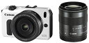 【中古】 Canon キャノン ミラーレス一眼カメラ EOS M ダブルレンズキット EF-M18-55mm F3.5-5.6 IS STM/EF-M22mm F2 STM付属 ホワイト EOSMWH-WLK(2)
