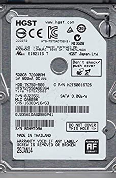 【中古】 HITACHI 日立 HGST 7 K750 - 500 hts727550 a9e364 (0j23561 ) 500 GB 7200rpm 16 MBキャッシュSATA 3.0 GB/s 2.5インチ