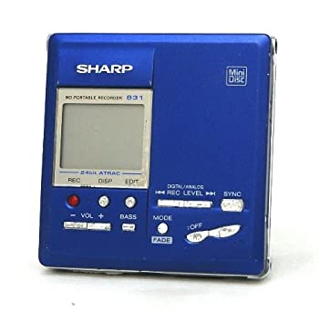 【中古】 SHARP シャープ MD-MT831-A ブルー ポータブルMDレコーダー MD録音再生兼用機 ポータブルMDプレーヤー ポータブルミニディスクレコーダー