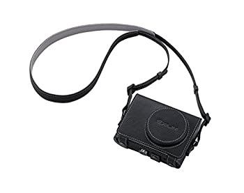 【中古】 CASIO カシオ デジタルカメラ EXILIM用純正ケース EJC-300BK ブラック ZR1600対応 本革ジャケットケース ネックストラップ