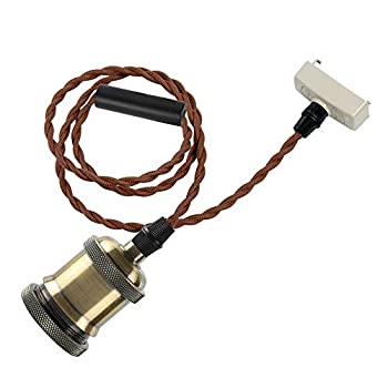 【中古-非常に良い】 szbritelight 引掛シーリング用 電球ソケット E26 真鍮メッキ古仕上げ led対応 電球なし ペンダントライト 1灯 レトロペンダントライト 引掛シー
