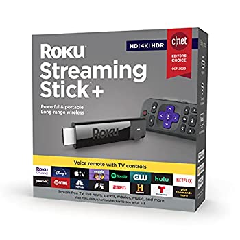 【中古】 Roku ストリーミングスティック+ | HD 4K HDR ストリーミングデバイス with ロングレンジ ワイヤレスとボイスリモート with T...