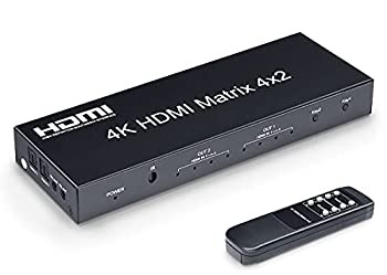 【未使用】【中古】 ELEVIEW 4K HDMI マトリックス セレクター 4入力 2出力 音声分離 (光デジタル・3.5mmステレオ音声出力) 切替器 分配器 PS4・Nintendo Switch