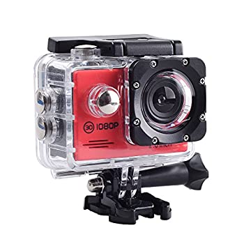 【中古】 SAC フルHD 1080p 対応赤色アクションカメラ 2インチ液晶 30M防水ケース付き AC200RD