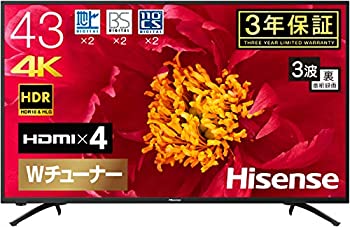 【未使用】【中古】 ハイセンス 43V型 4K対応液晶テレビ -外付けHDD録画対応(裏番組録画) 2019年モデル 43F60E