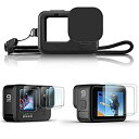 【未使用】【中古】 GoPro HERO 10 HERO 9 BLACK 専用 シリコンラバーハウジング + 2セット (6個) 強化ガラス保護カバーブラック ソフトラバースリーブケージ(2)