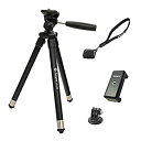 【未使用】【中古】 Fotopro スマホ三脚 FZ-158+ ブラック スマホホルダー & アクションカメラアダプタ セット リモコン付き 8段 アルミ製 コ...