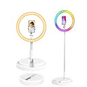 【未使用】【中古】 LEDリングライト 卓上地面両用 撮影照明用ライト USBで 折り畳み 一体式 11.4インチ 3500K~6000K 3色モード 15色RGBモード 高輝度LED 10段階調