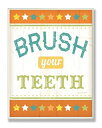 【中古】【輸入品・未使用】The Kids Room by Stupell Brush Your Teeth Orange Stars Rectangle Wa...