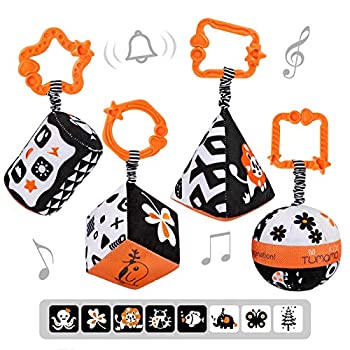 【中古】【輸入品・未使用】TUMAMA High Contrast Shapes Sets Baby Toys%カンマ% Black and White Stroller Toy