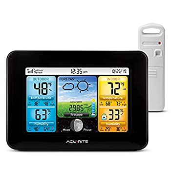 yÁzyAiEgpz(Black) - AcuRite 02077RM Colour Weather Station with Temperature/Humidity/Forecast