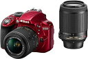 【中古-非常に良い】Nikon デジタル一眼レフカメラ D3300 ダブルズームキット レッド D3300WZRD
