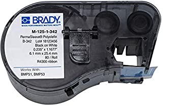 yÁzyAiEgpzBrady M-125-1-342 Polyolefin B-342 Black on White Label Maker Cartridge%J}% 15/64 Width x 1-1/64 Height%J}% For BMP51/BMP53 Printers