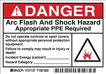 【中古】【輸入品・未使用】Brady 121137 Vinyl Film 3.5 x 5 Arc Flash & Shock Labels (Danger%カンマ% Pictogram) %カンマ% Black/Red/White On White%カンマ% 3.5 Height x 5%カンマ