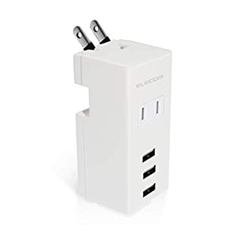 【中古】【輸入品・未使用】エレコム USB コンセント 充電器 電源タップ USB×3ポート AC×1個口 PSE適合 縦向き 2A ホワイト MOT-U05-2132WH