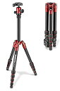 Manfrotto 三脚 Elementトラベル三脚 スモール レッド アルミ製 最大耐荷重4kg 5段 コンパクト ミラーレス一眼 運動会 旅行 ブイログ MKELES5RD-