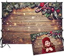 【中古】【輸入品・未使用】Allenjoy 7 x 5フィート クリスマスファブリック 写真撮影用背景幕 スノーフレーク ゴールドグリッター クリスマスウッド壁 素朴な納屋 ヴィンテ