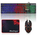 【中古】【輸入品・未使用】BlueFinger RGB ゲーム用キーボードとバックライト付きマウスコンボ USB有線バックライトキーボード LEDゲーム用キーボ...