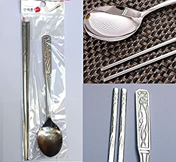 【中古】【輸入品・未使用】[ART SENSE] ステンレススチールスプーンと箸3セット / Stainless Steel Sp..