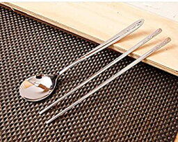 【中古】【輸入品・未使用】[KITSM SENSE] ステンレススチールスプーンと箸3セット / Stainless Steel Spoon and Chopsticks 3Set / 装飾模様/Decorative pattern/食器/tabl