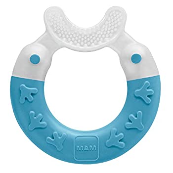 【中古】【輸入品・未使用】MAM Bite and Brush Teether%カンマ% Blue%カンマ% 3 Plus Months　おしゃ..