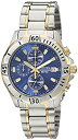 yÁzyAiEgpzCITIZEN V`Y AN3394-59L Men's Quartz Chronograph Watch Silver/Gold Stainless Blue Dial Y u[_CEVo[/S[h X