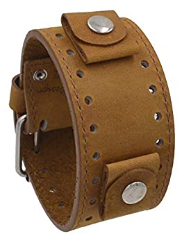 【中古】【輸入品・未使用】Rev # cho-c Crazy Horseレザー22?mmラグ幅Golden Brown Wide Cuff Wrist Watch Band