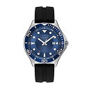 yÁzyAiEgpzCaravelle Men's Quartz Stainless Steel and Silicone Watch%J}% Color:Black (Model: 43B155)